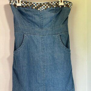 We the free strapless denim punk, cool, goth, edgy, unique, mini dress size 6